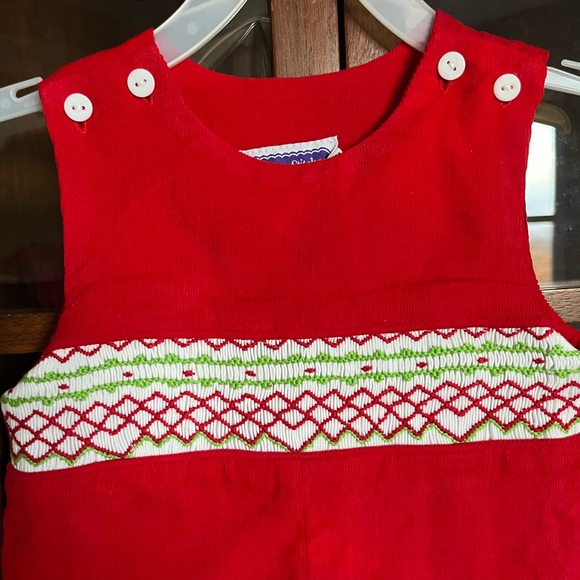 Red Baby Romper with Festive Pattern - Picture 2 of 2